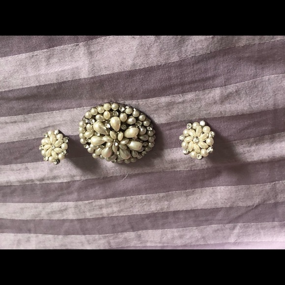 3PCS: Pearl & Rhinestone earrings + pendant - Picture 6 of 7